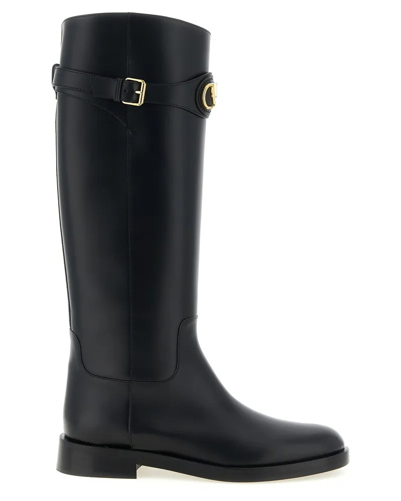 Valentino Garavani Women's Black Calfskin Over The Knee Shoe Black