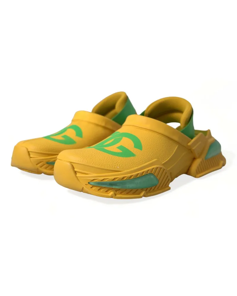 Dolce & Gabbana Yellow Green Rubber Clogs Men Slippers Shoes Yellow