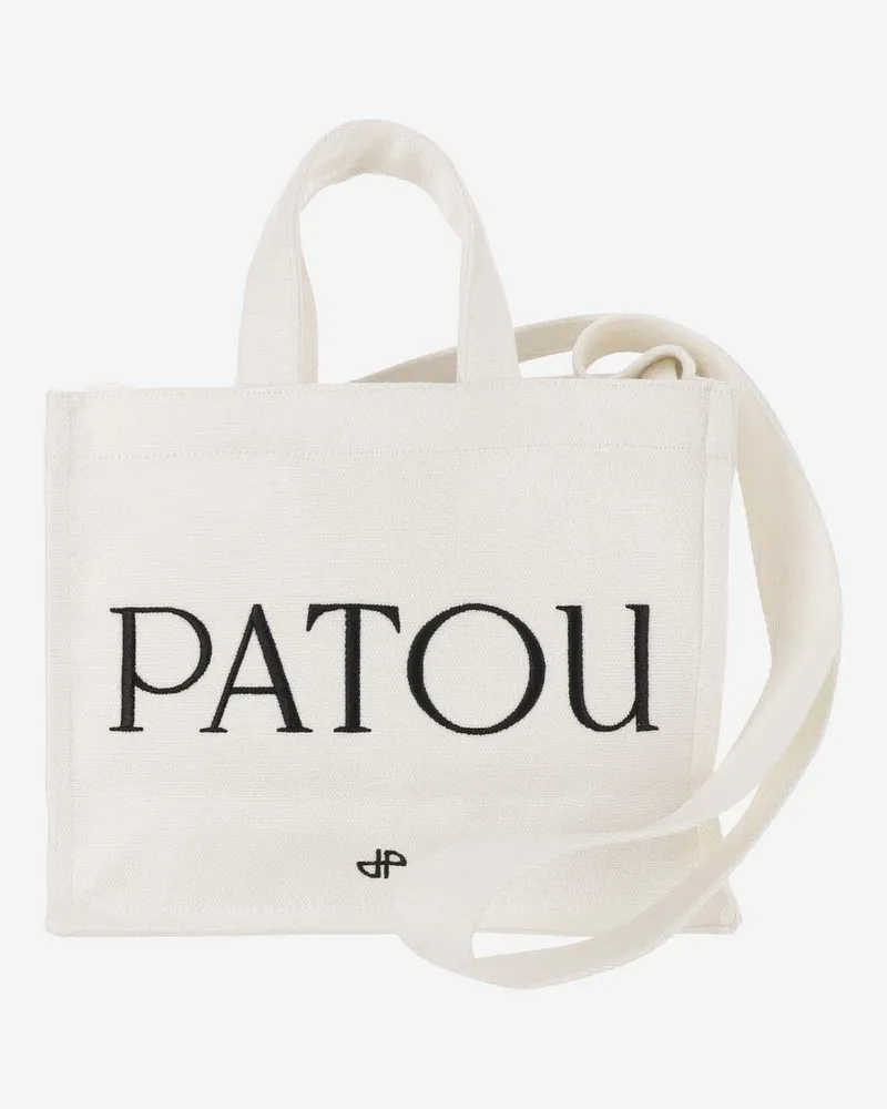 Patou Women's Cotton Tote Bag Cream White Shoulder Cream