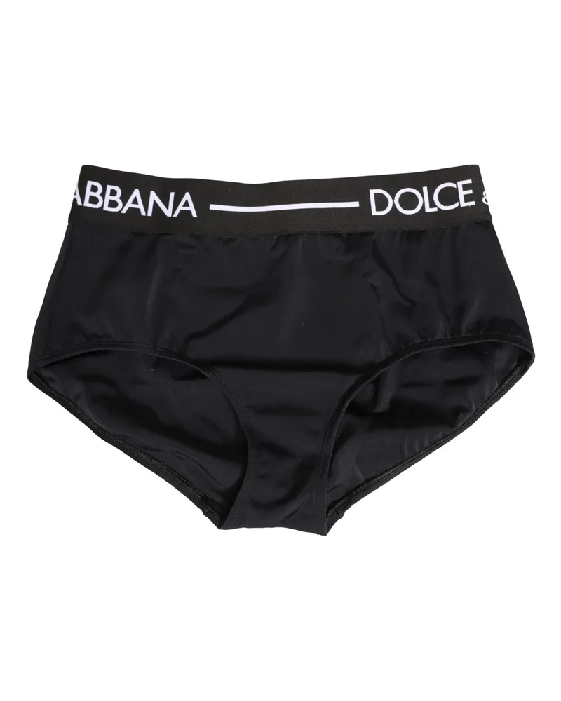 Dolce & Gabbana Women Black Logo Waistband Coulotte Panty Underwear Elastane Nylon Clothing Black
