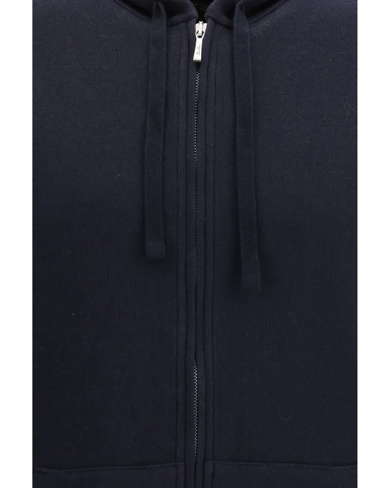 Loro Piana Men's Hooded Sweatshirt Whitney Navy Blue General Cotton Padded & Down Jackets Navy