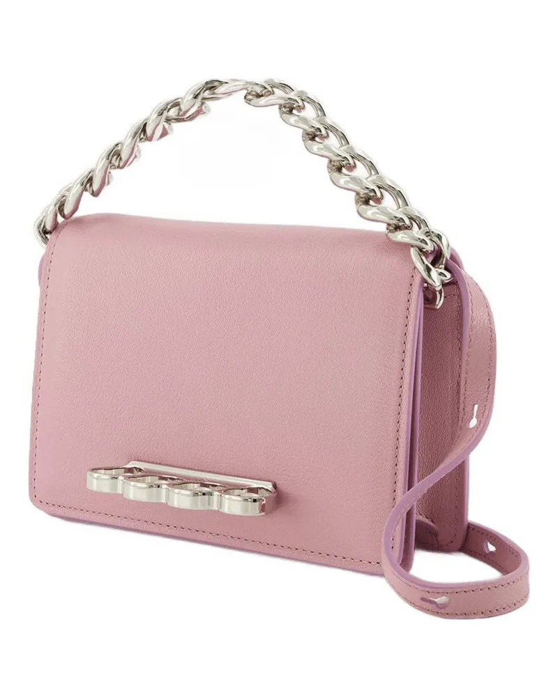 Alexander McQueen Women's Chain-Link Leather Shoulder Bag Pink Pink