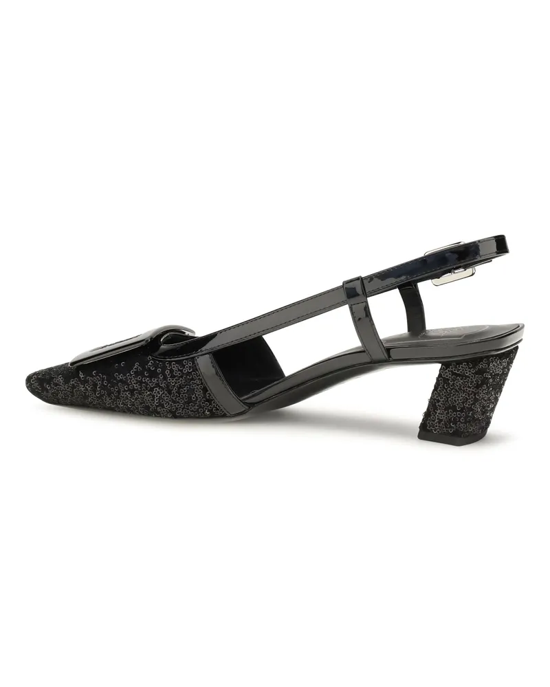 Roger Vivier Women's Slingback Pumps Belle Vivier Black Leather Calf Sandal Black