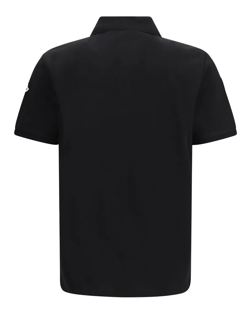 Moncler Men Cotton Piqué Polo Shirt With Logo Black T-shirts And Polos Black