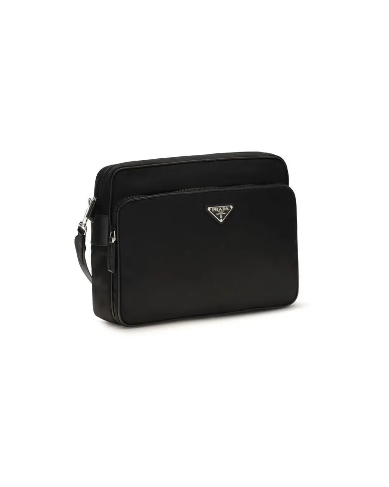 Prada Men's Black Recycled Polyamide Shoulder Bag Black