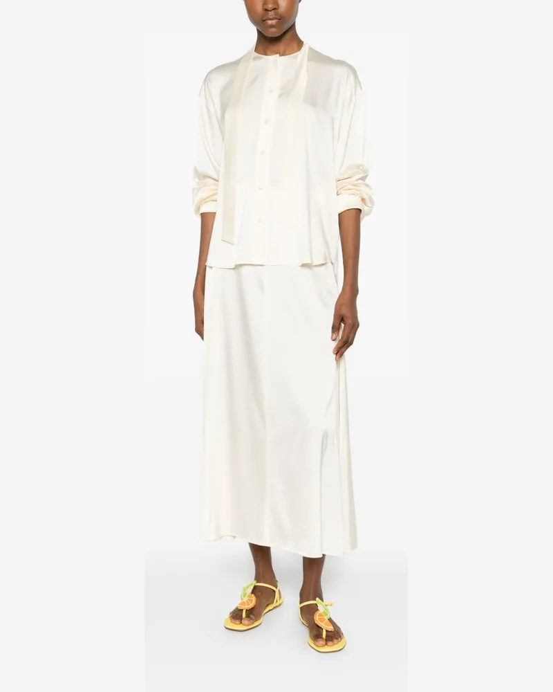 forte_forte Silk Bow-Tie Blouse — Cream Cream