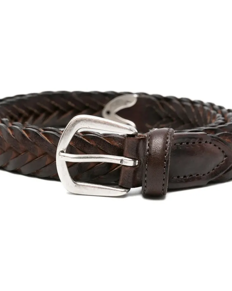 Eleventy Men's Braided Leather Belt Aw26 M Brown