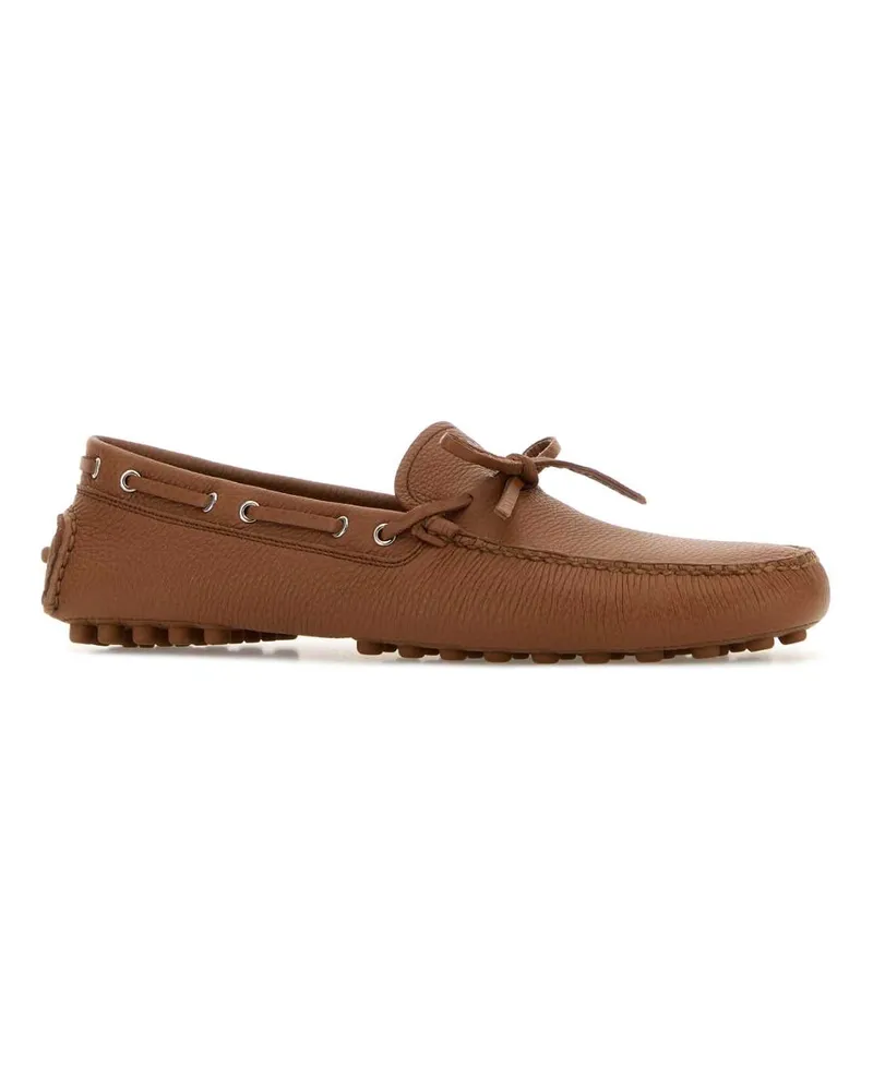 Prada Men's Caramel Leather Loafers Cognac Sneaker Brown