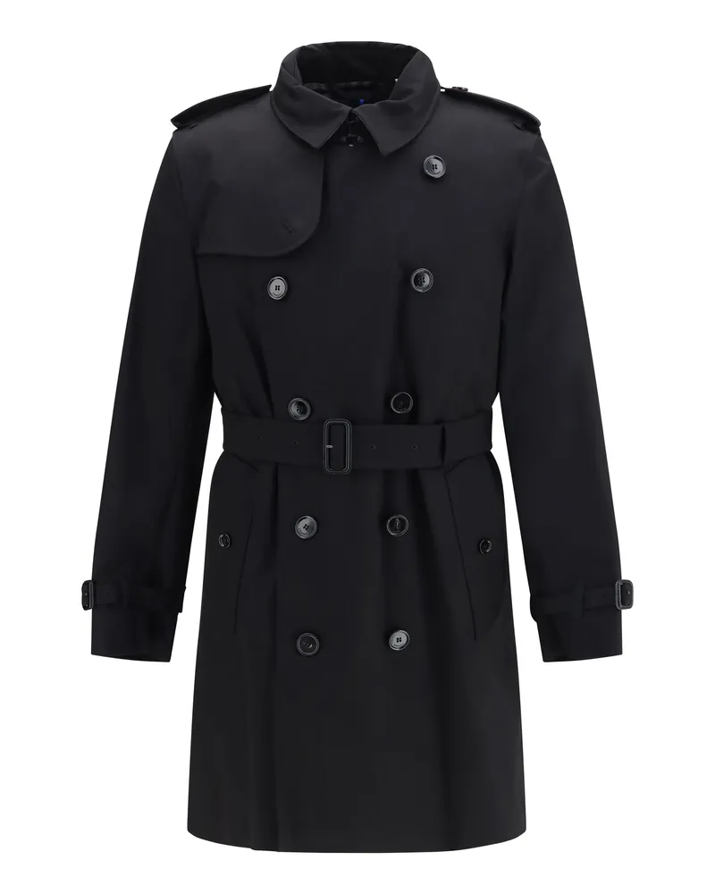 Burberry Cotton with Removable Padded Lining Trench Coat — Black 