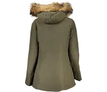 Fur-Trimmed Parka Coat — Green