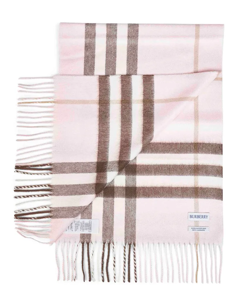 Burberry Women's Scarf Bow Pink Check Camel Hair Scarfs Pink