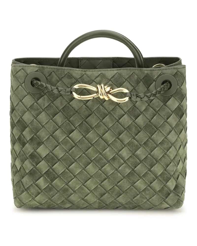 Bottega Veneta Women's Handbag Andiamo Suede Green Tweed Calf Leather Handbags Hand Bags Green