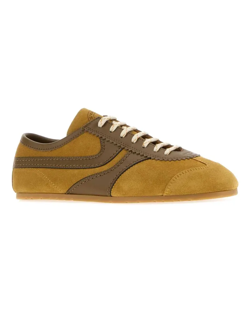 Dries van Noten Women's Mustard Suede Sneakers Ocra Yellow