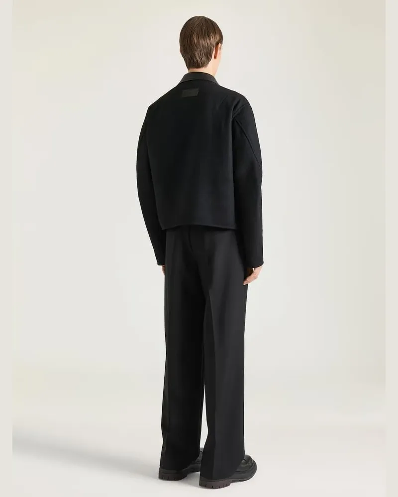 Givenchy Wool with Leather Collar Jacket — Black Black