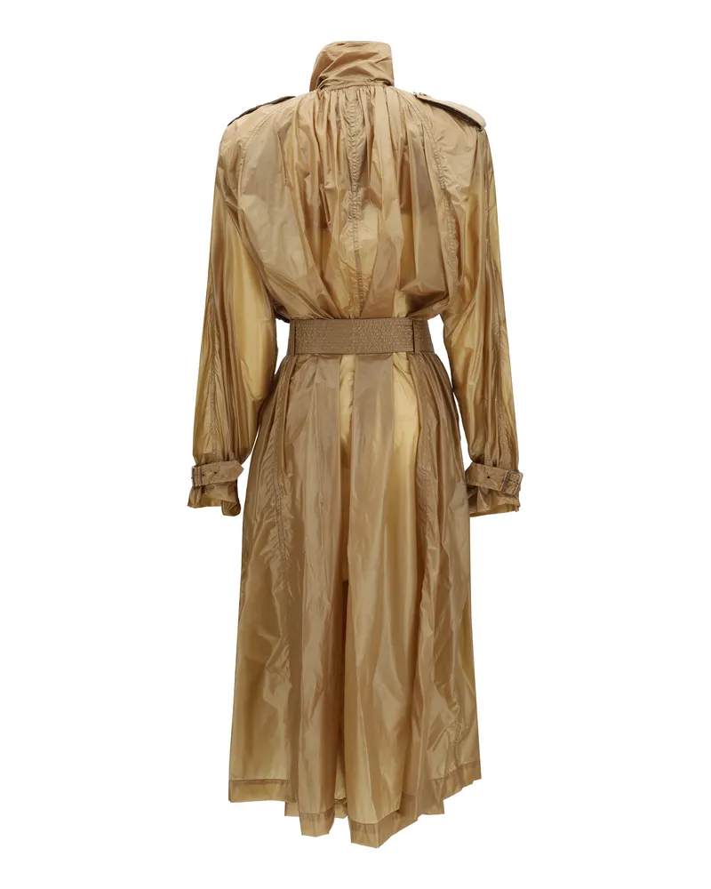 Saint Laurent Women's Translucent Technical Fabric Trench With Lavallière Collar Beige Polyamide Coats Beige