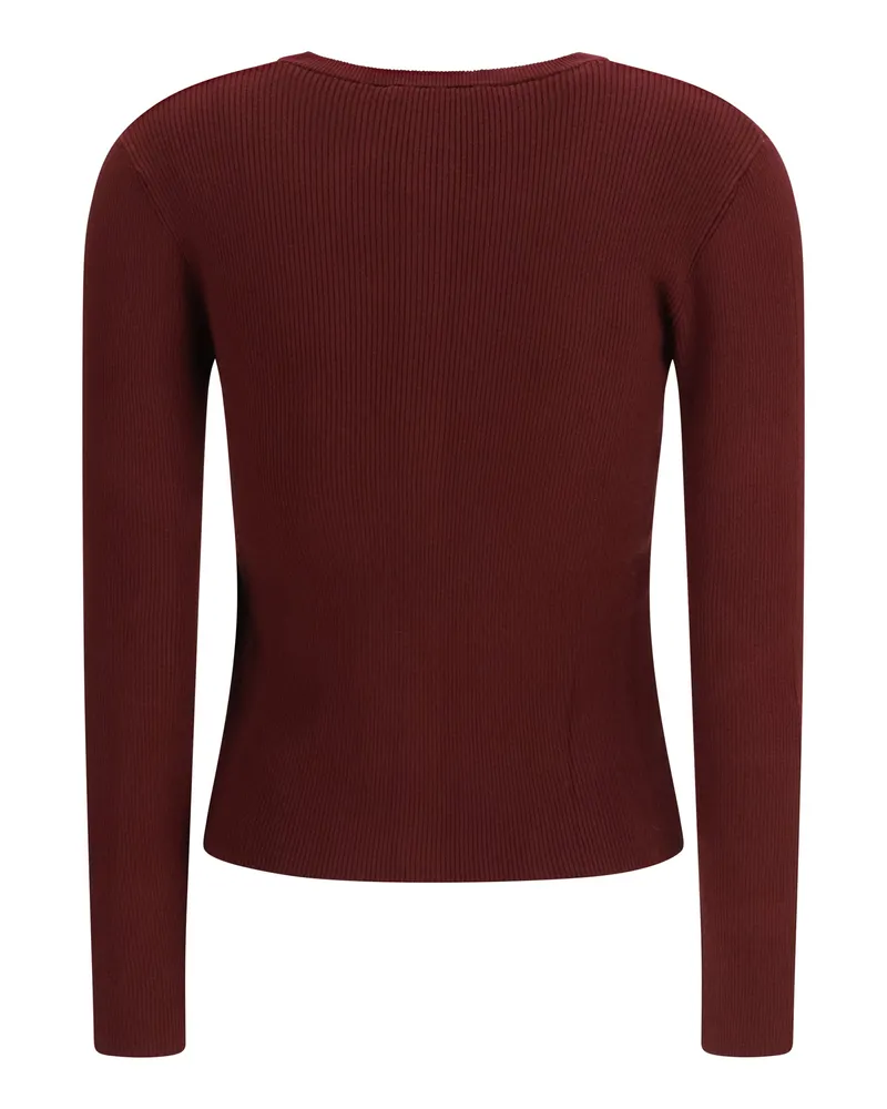Max Mara Women's Ribbed Viscose Cardigan Berry Viscose; Polyester Sweater Red