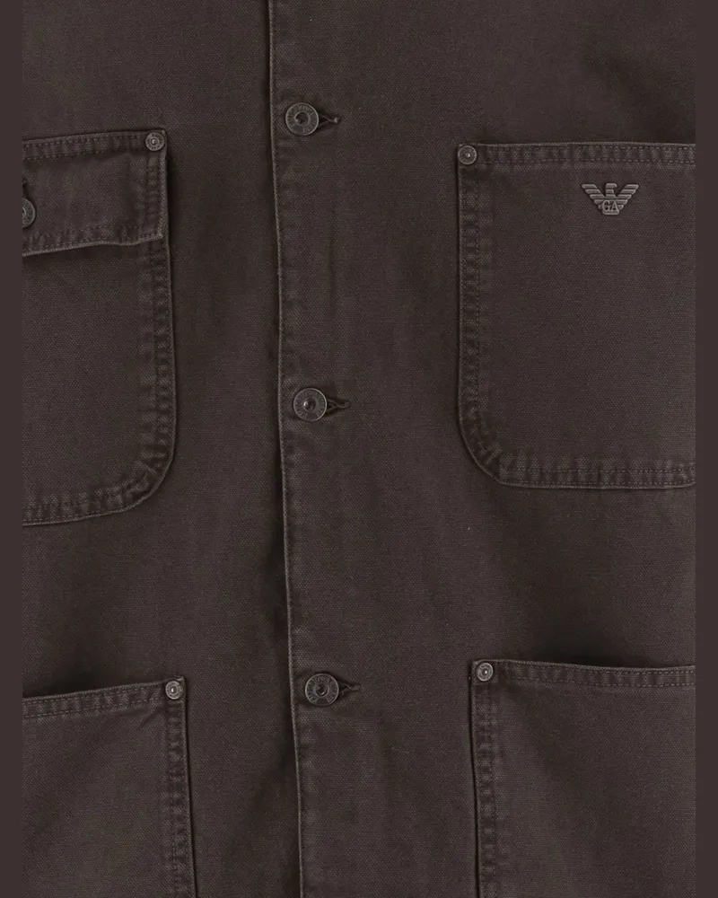 Emporio Armani Cotton Overshirt Jacket — Brown Brown