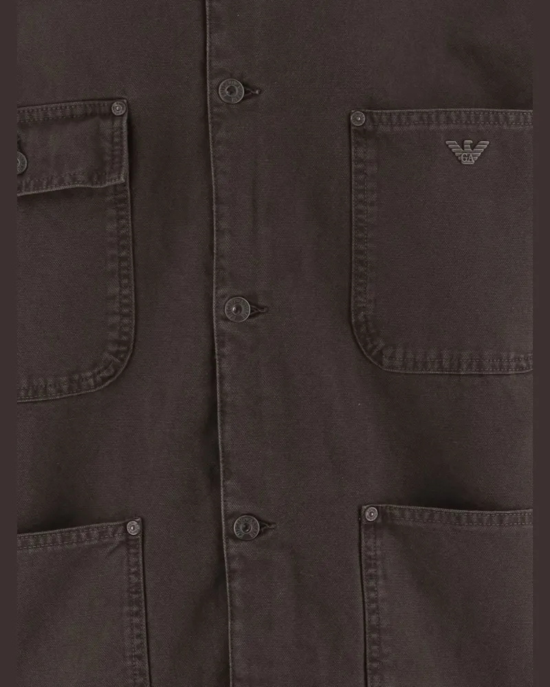 Emporio Armani Cotton Overshirt Jacket — Brown Brown