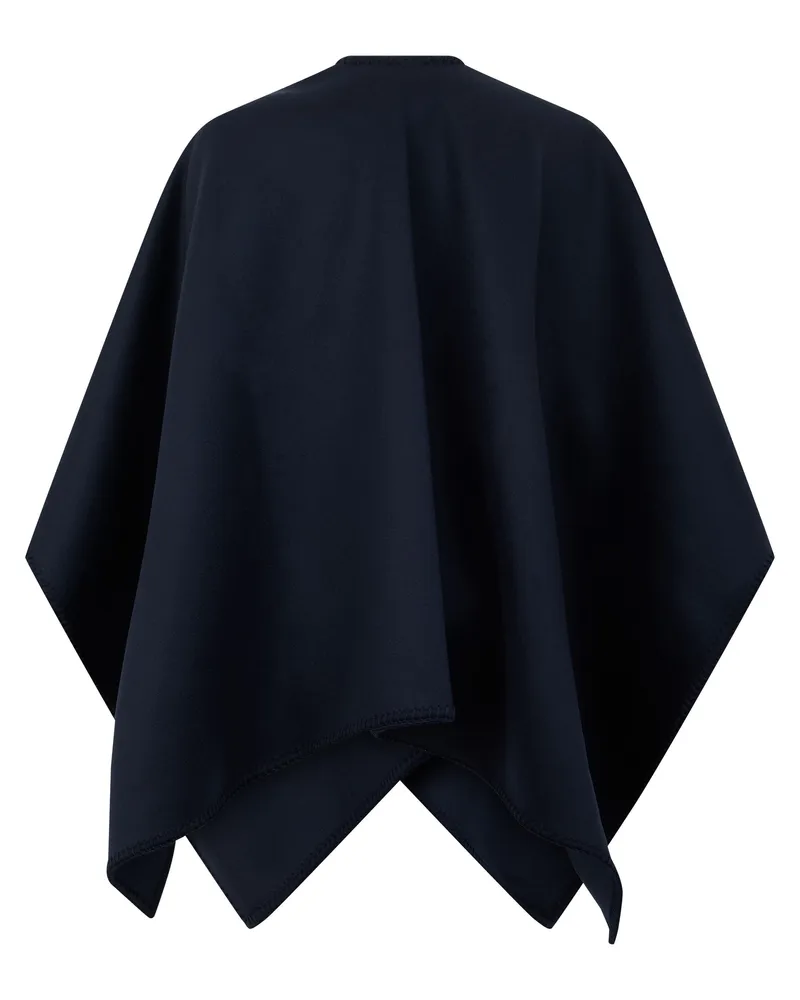 Max Mara Women's Poncho Blue Virgin Wool Capes Jacket Navy
