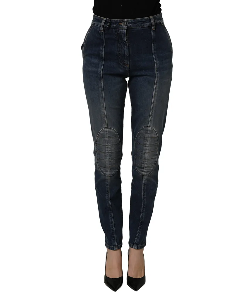 Dolce & Gabbana Women Dark Blue Cotton Stretch Skinny Denim Jeans Elastane Clothing Blue