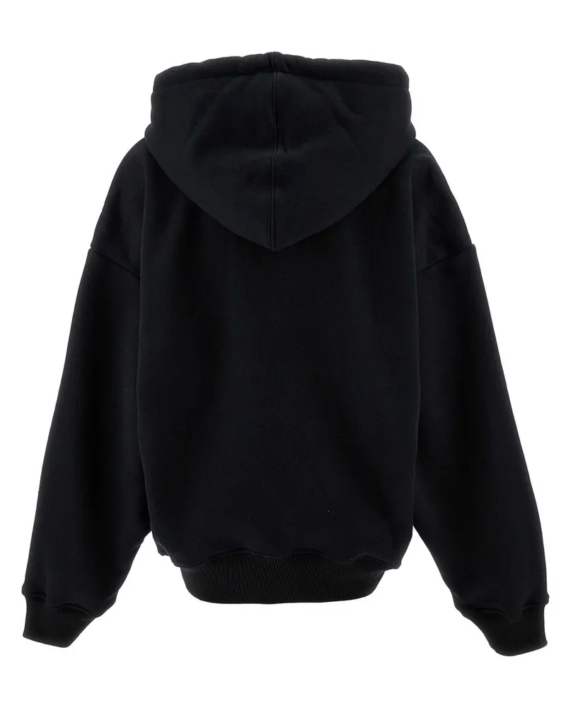 OFF-WHITE Logo-Embroidered Cotton Hoodie — Black Black