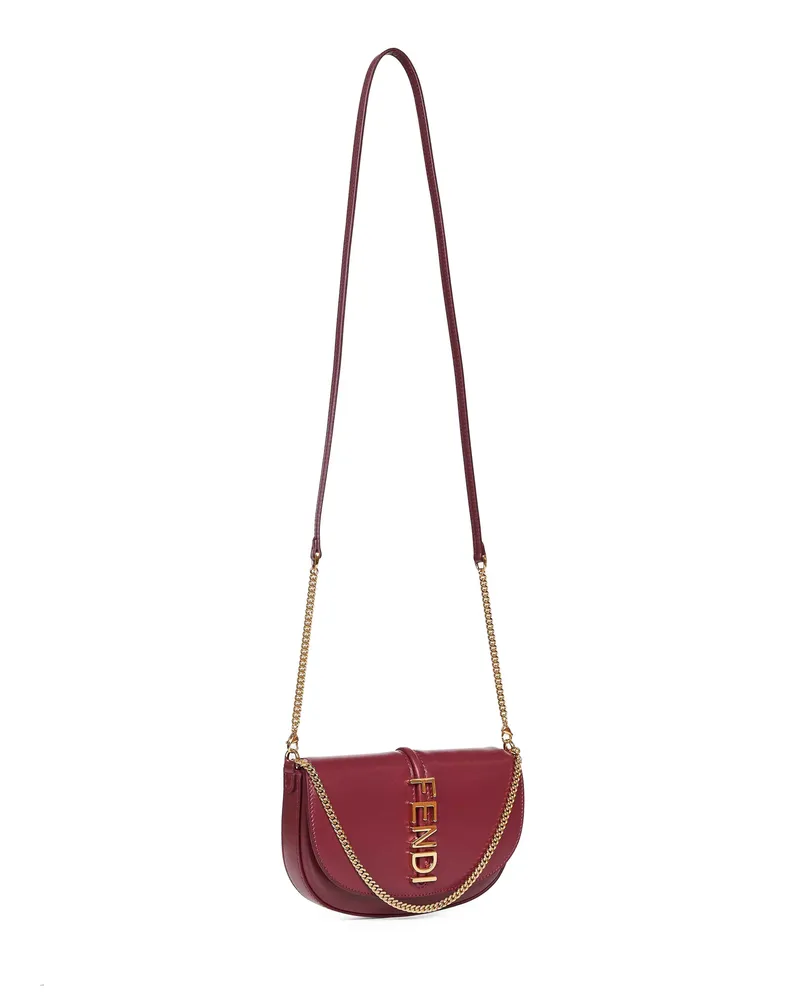 Fendi Women's Burgundy graphy Wallet On Chain Calf Leather Bag Burgundy