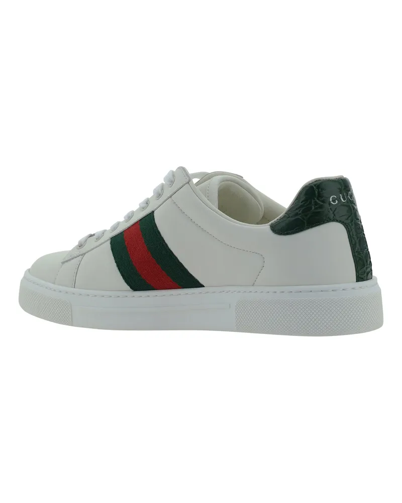Gucci Women's Leather Sneakers Gr.whi-Vrv-Green Ace Gr.whi/vrv/green White