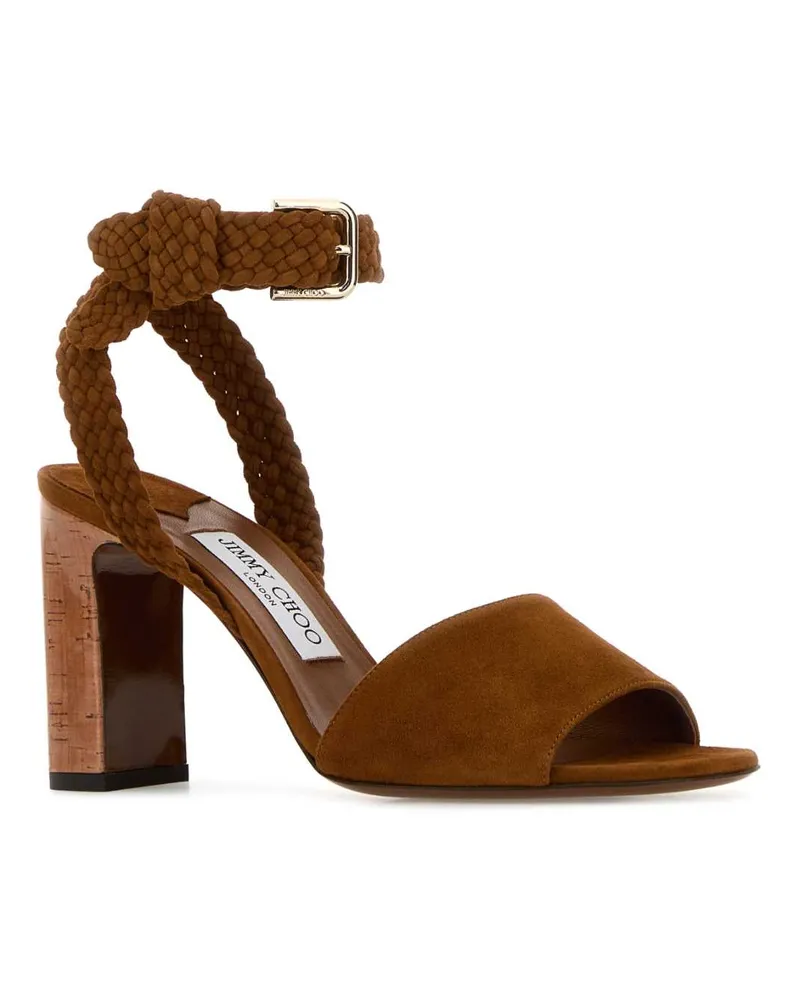 Jimmy Choo Women's Caramel Suede Rori 85 Sandals Tantoasty Sandali Brown