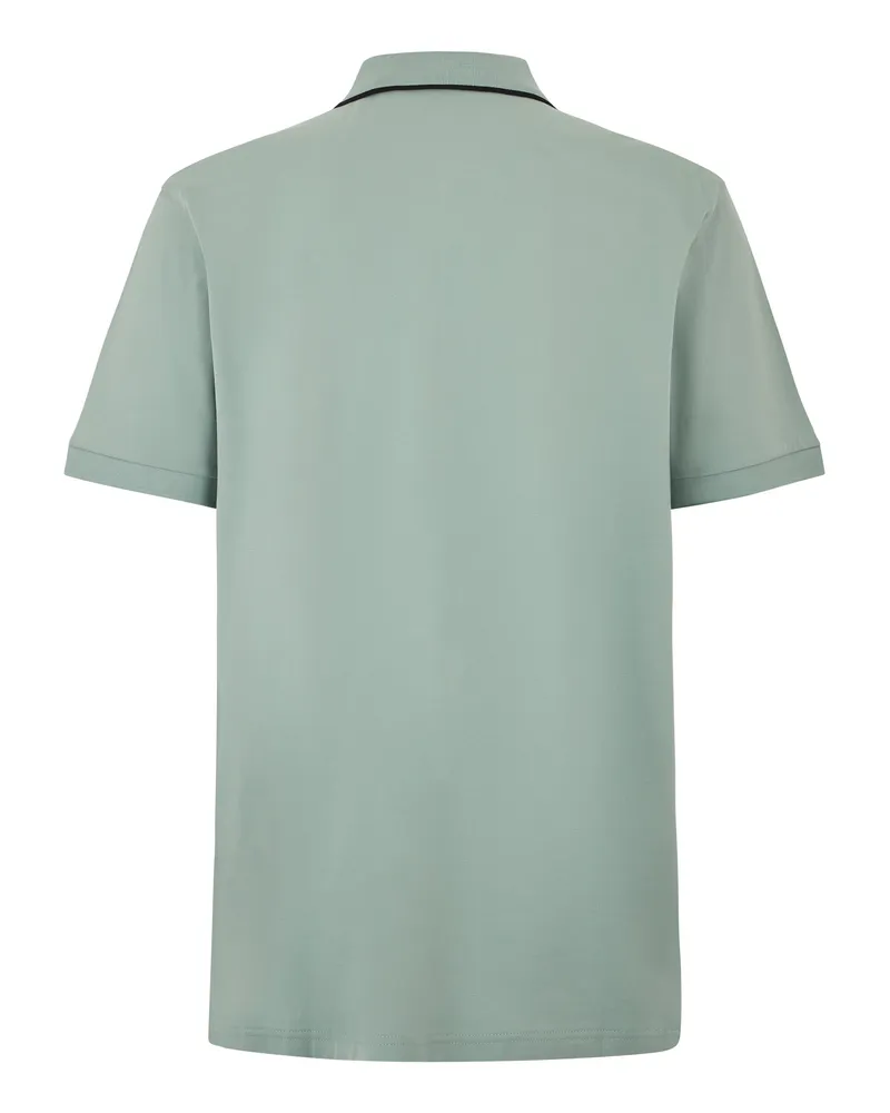 HUGO BOSS Men's Polo Shirt Light Green Zip Collar Cotton T-shirts And Polos Green