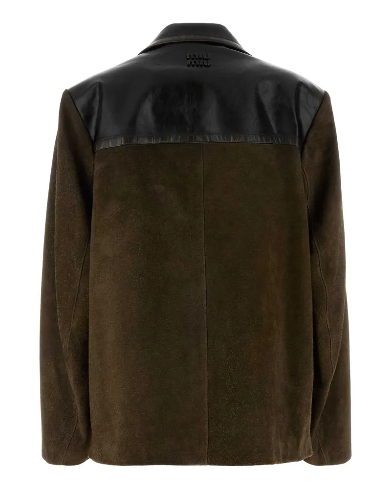 Miu Miu Women's Bottle Green Suede Jacket Fango Giacche E Gilet Brown