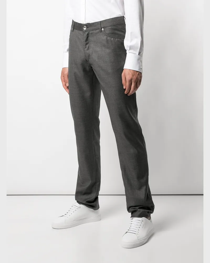 Brunello Cucinelli Medium Grey Wool Trousers — Grey Grey