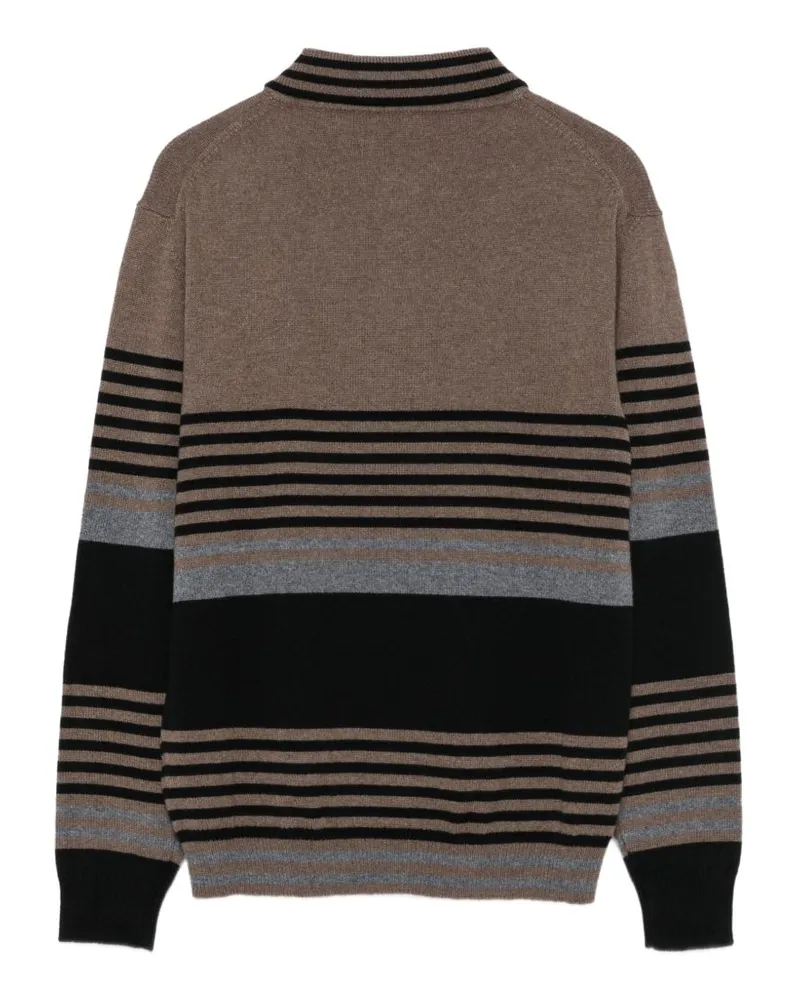 Paul Smith Horizontal Striped Knit Polo — Brown Brown