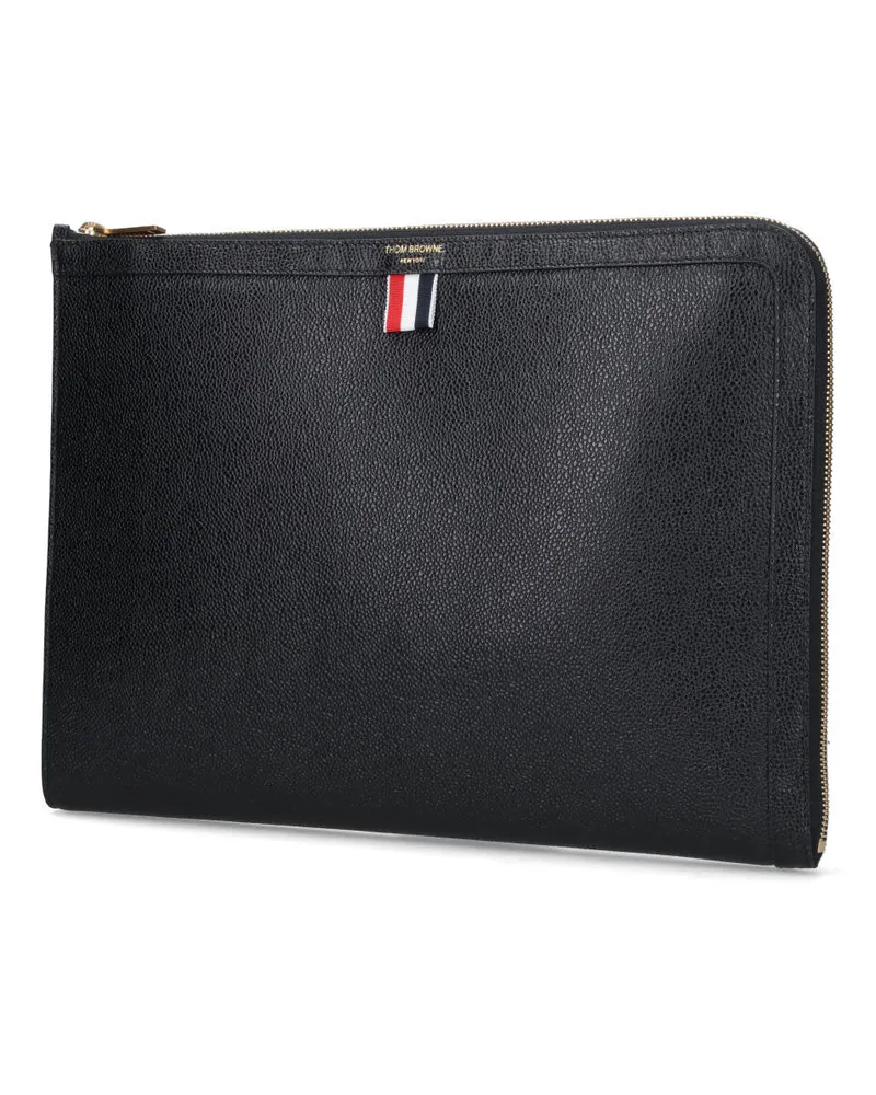 Thom Browne Men's Bags Black Calf Full Grain Leather Black