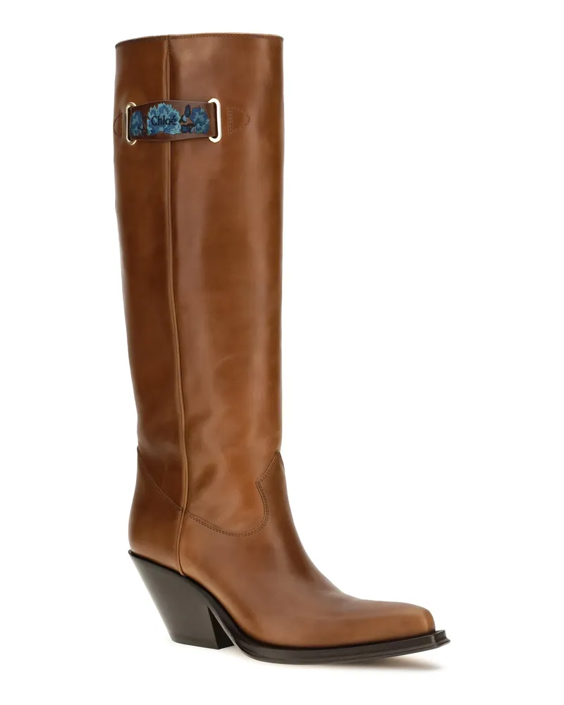 Chloé Women's Azelan Over-The-Knee Leather Boots Amber Brown Brown