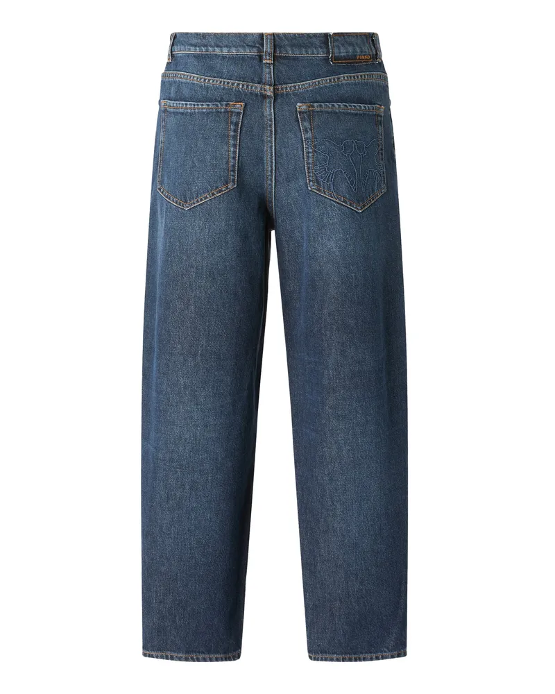 Pinko Women's Jeans Balloon-Fit Medium Blue Dark Wash Blue