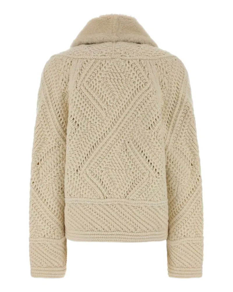 Ermanno Scervino Virgin Wool Cable Knit Coat — Beige Beige