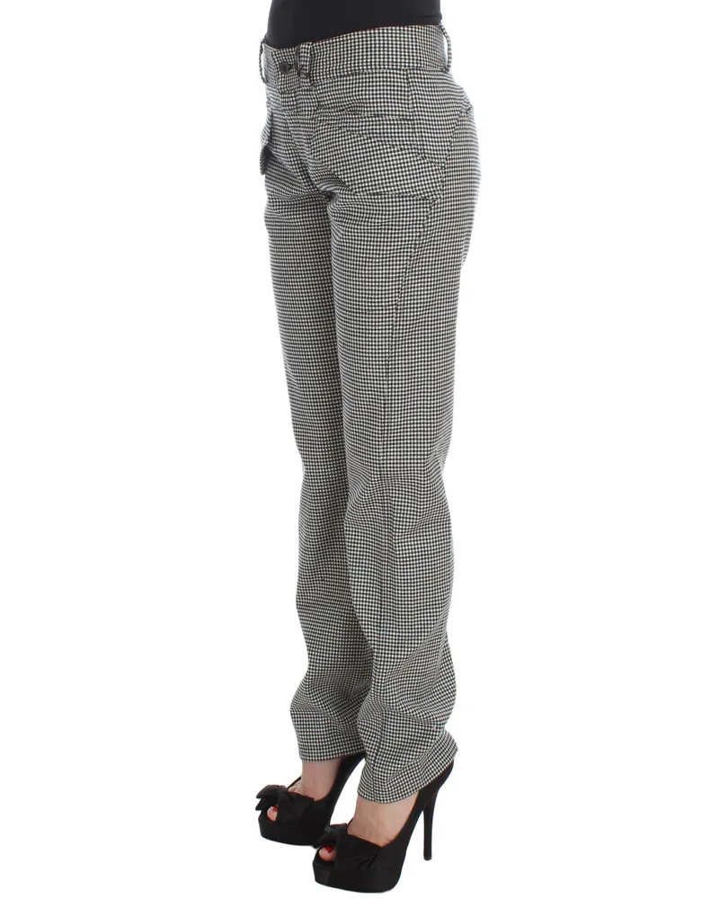 Ermanno Scervino Women's Black White Checkered Cotton Casual Pants Black-White Blend Black/white Black