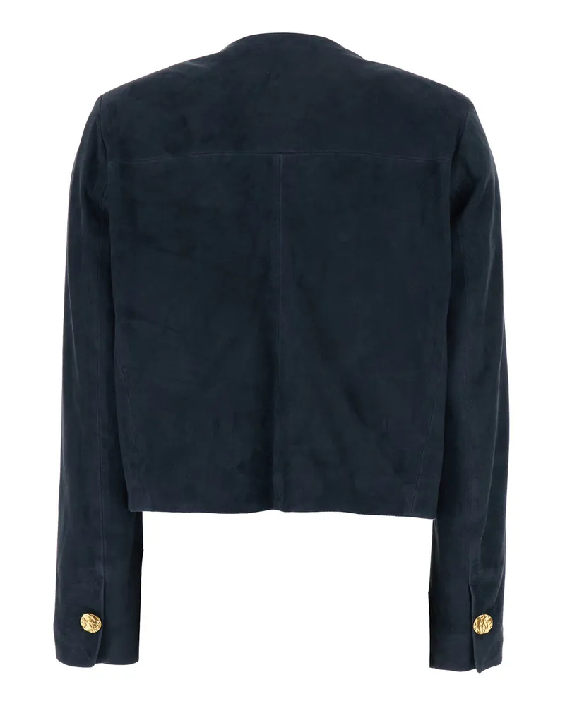 Arma Women's Jacket Lorenne Blue Suede Goat Leather Coat Blue