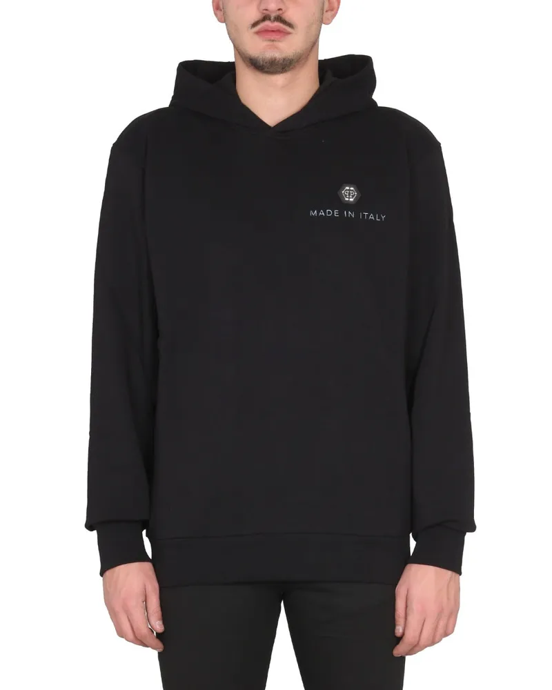 Philipp Plein Hooded Hoodie — Black Black