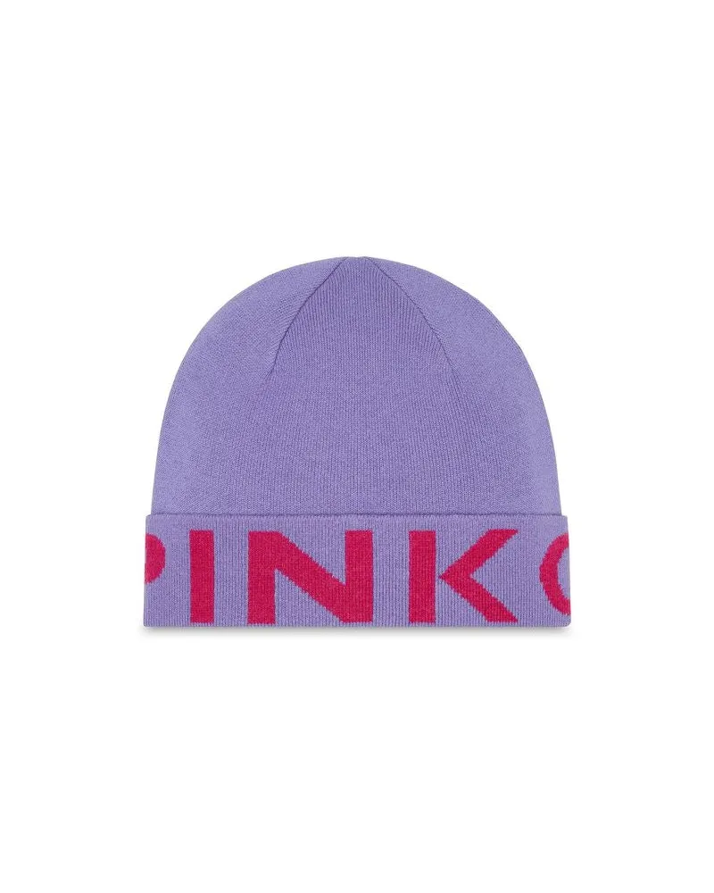 Pinko Women's Beanie Lilla-Red Wool Accessories - Hats Lilla/red Purple