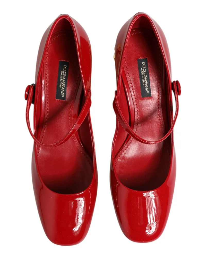 Dolce & Gabbana Women's Red Leather Dg Logo Heels Sandals Shoes Red