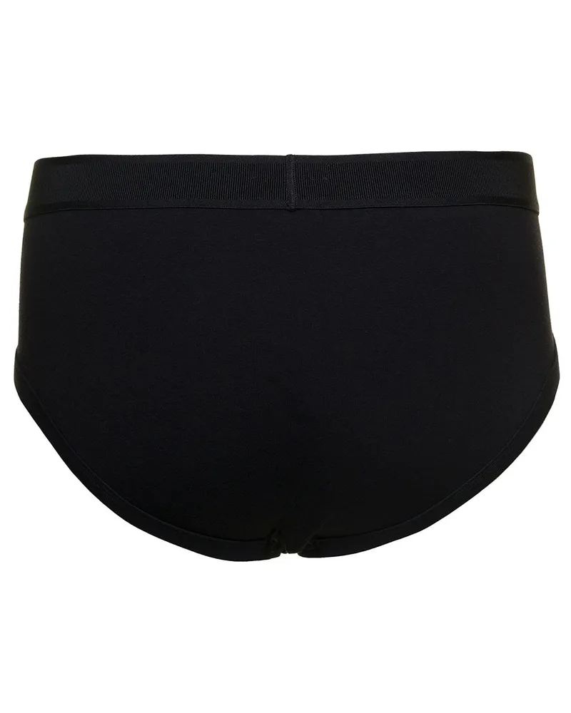 Tom Ford Logo-Embroidered Waistband Briefs — Black Black