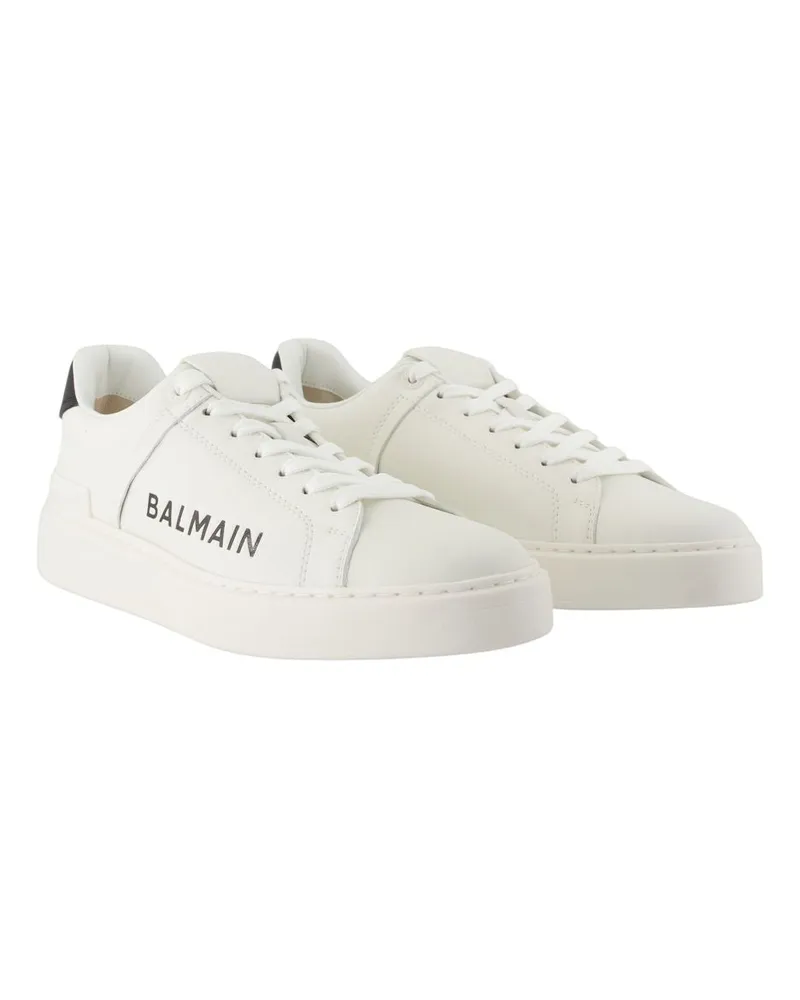 Balmain Men's B-Court Sneakers -  Leather White Calfskin Shoes White