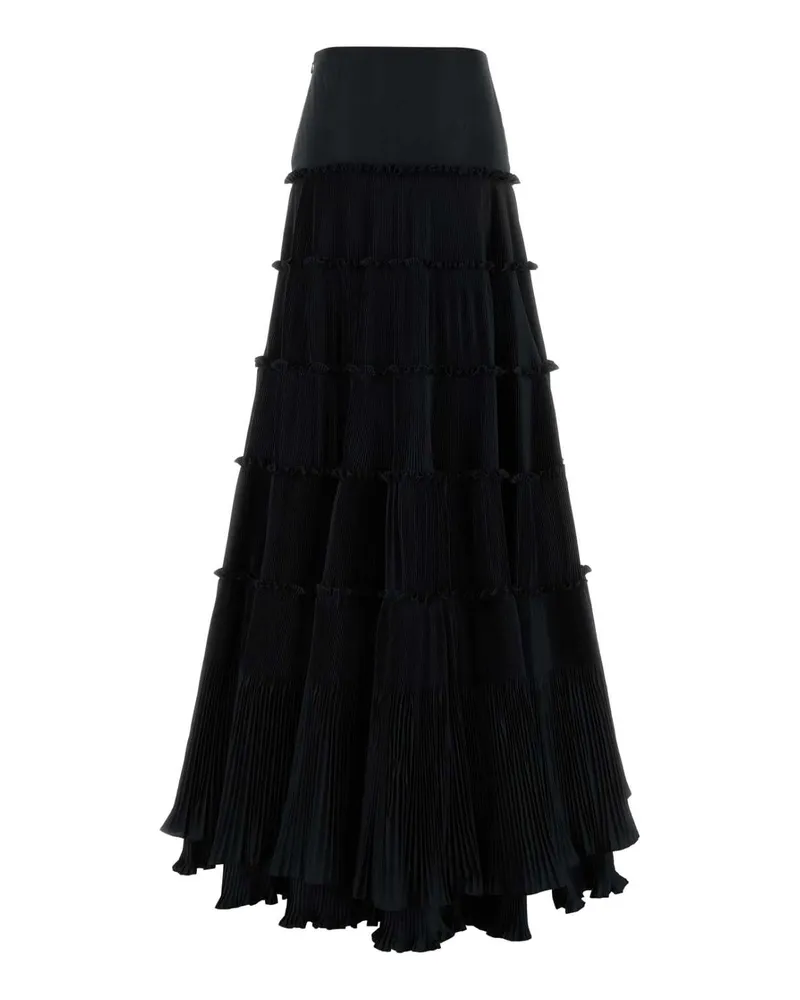 Blumarine Pleated Taffeta Skirt — Black Black
