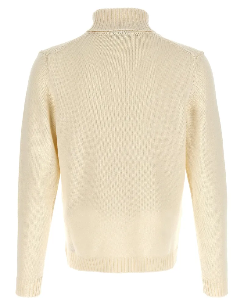 Zanone Wool Turtleneck Sweater — Cream Cream