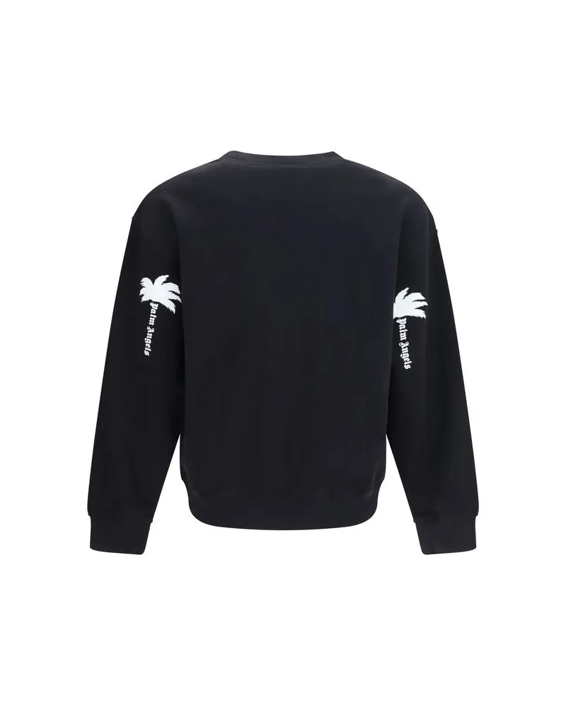 Palm Angels Crew-Neck Cotton Sweatshirt — Black Black