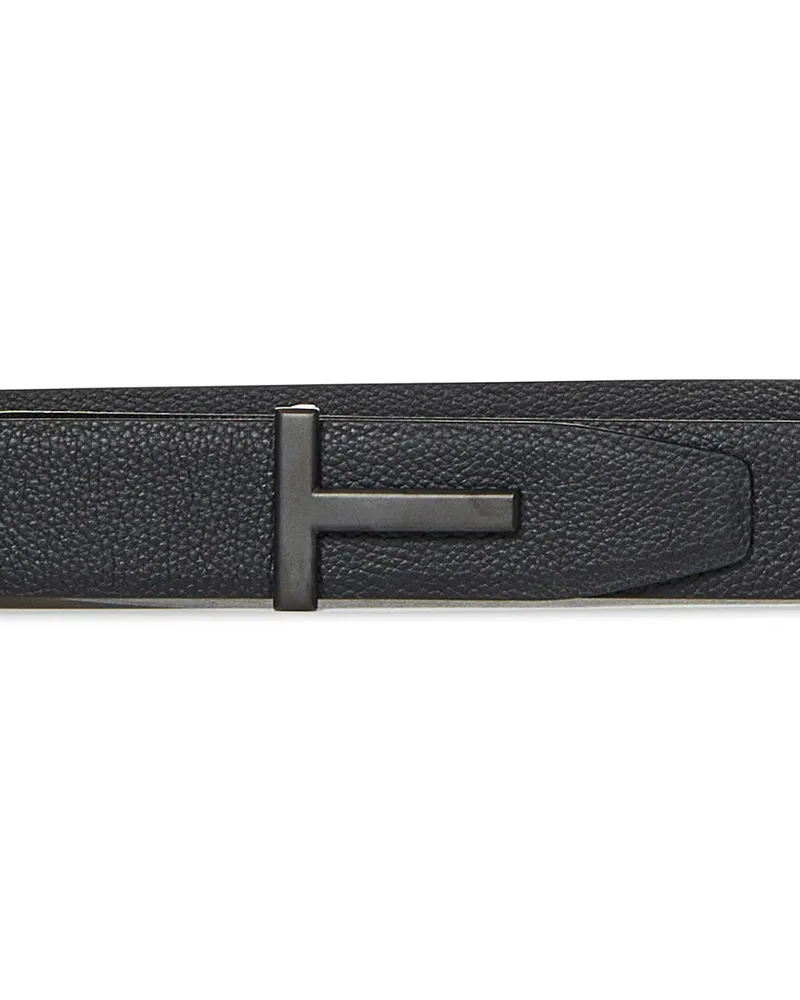 Tom Ford Men's Belt T Icon Black Leather Black