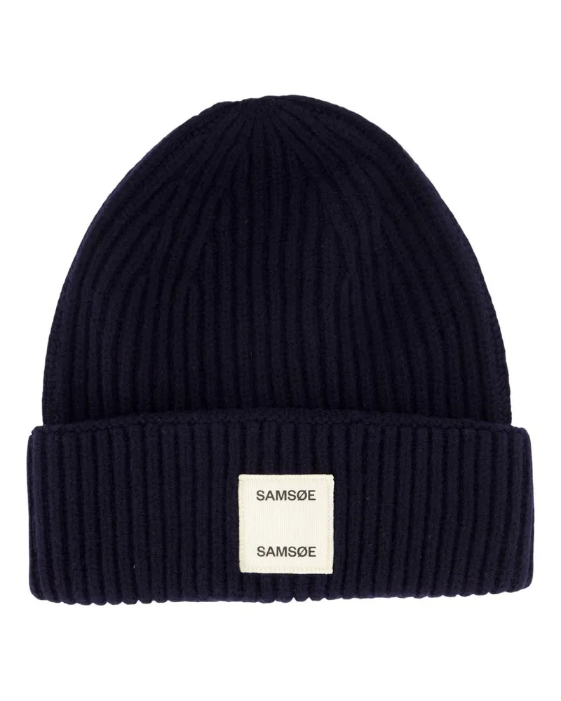 Samsøe & Samsøe Women's F24300118-194011tcx Ribbed Wool Beanie Navy Navy