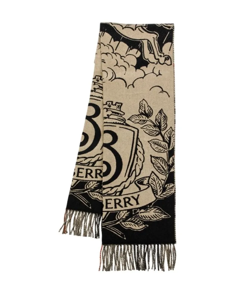Burberry Women's Mu Stormy Knight Check Scarf -  Cashmere Beige Accessories Beige
