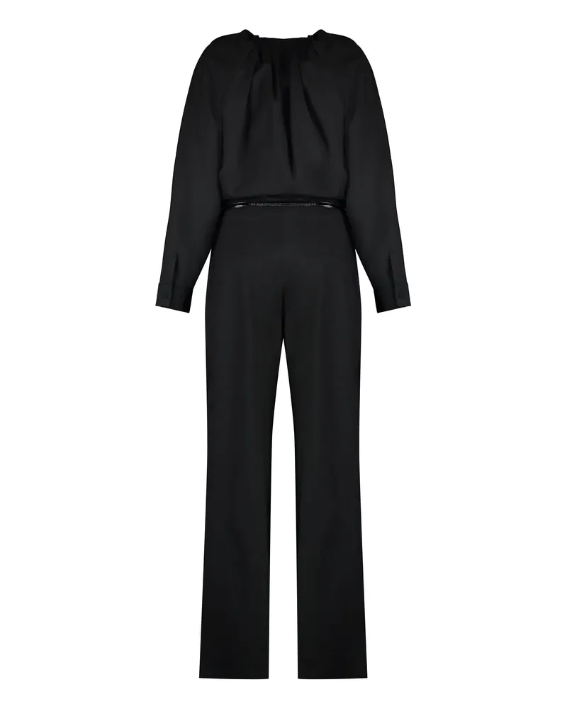 Gucci Women's Wool Jumpsuit With Bow Fastening Black Jumpsuits Dress Black